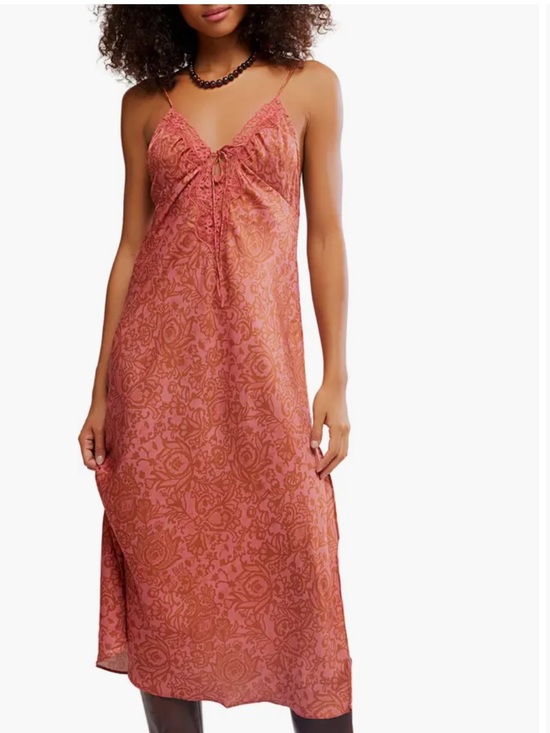 Free People Dresses & Skirts - FREE PEOPLE SOMEONE LIKE YOU SLEEVELESS LACE TRIM MIDI DRESS MEDIUM CORAL
